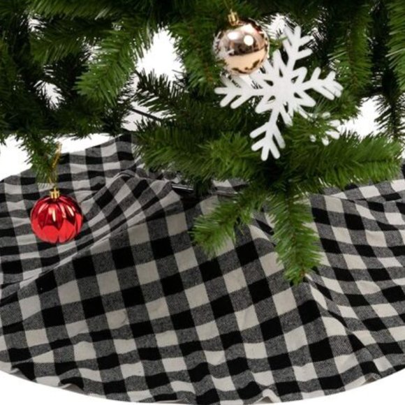 Flannel Holiday Tree Skirt with Felt Back, Velcro Fasteners NEW - Picture 5 of 9